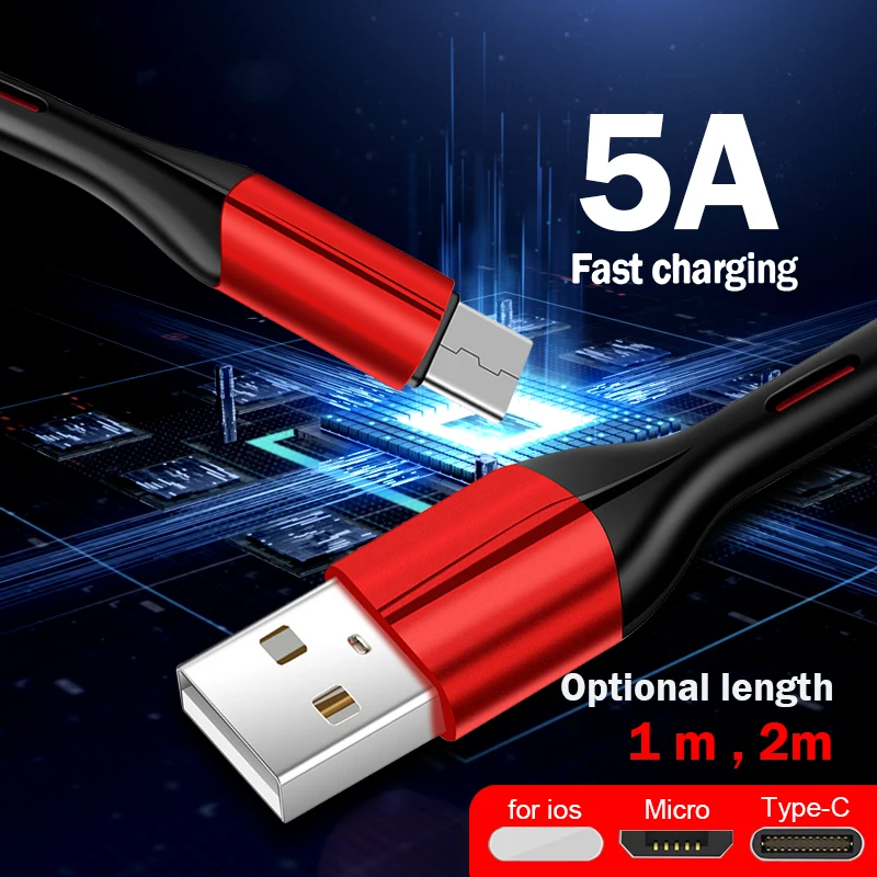 G01 USB кабель для быстрой зарядки для ios1M USB зарядный кабель для передачи данных type-C Micro USB Мобильный телефон 5A Android супер зарядное устройство