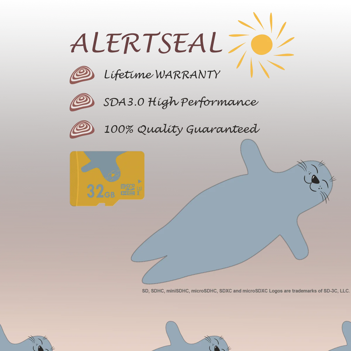 Карта MicroSD ALERTSEAL, 64 ГБ, класс 10, TF карта памяти, 32 ГБ, 128 ГБ, U3, для телефона/камеры/стола/ПК