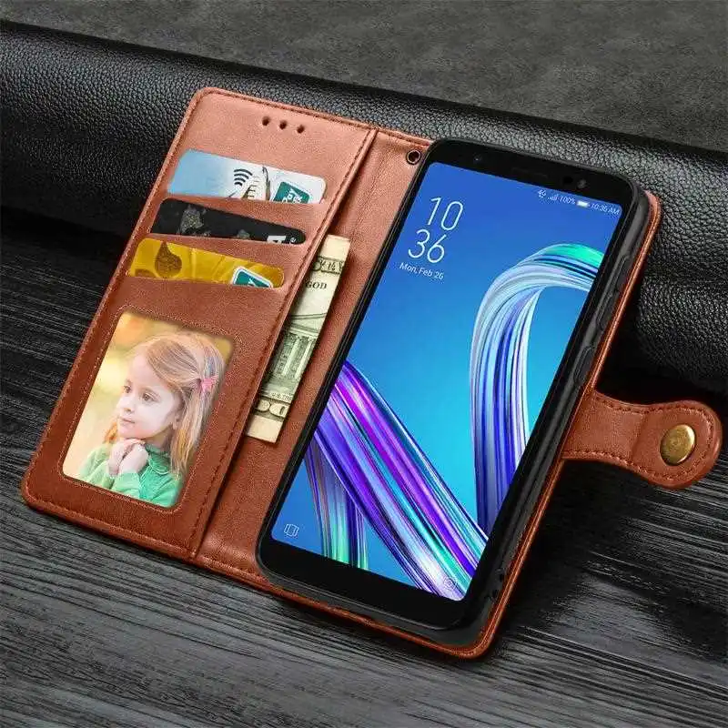 Кожаный чехол-бумажник Mokoemi с круглой пряжкой 5 дюйма для Asus ZenFone Live L1 ZA550KL чехол