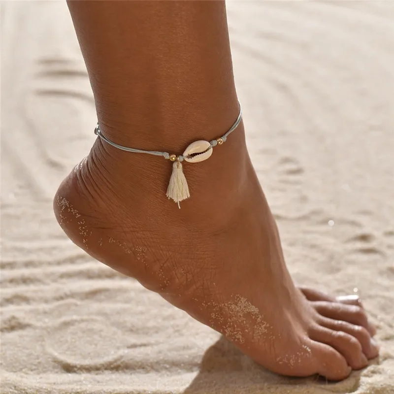 Bohemian Shell Anklets for Women Handmade Leather Woven Natural Shell Foot Jewelry Summer Beach Barefoot Bracelet ankle on Leg Bohemian Shell Anklets for Women Handmade Leather Woven Natural Shell Foot Jewelry Summer Beach Barefoot Bracelet ankle on Leg