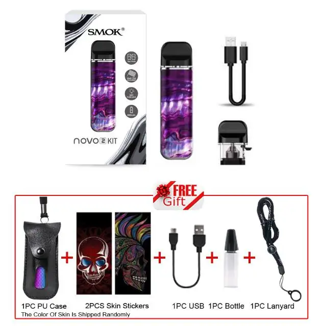 SMOK Novo 2 комплект 800 мАч батарея электронная сигарета вейп мини Vape с картриджем Pod катушки атомайзер S NORD PRM40 - Цвет: NOVO 2 Purple Shell