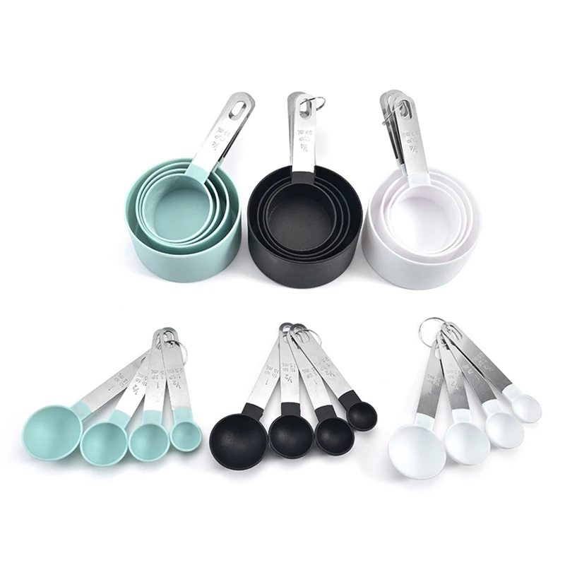 PP 4Pcs Measuring Cups Spoons Baking Cooking Kitchen Tools Set Stainless Steel 