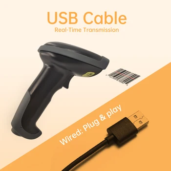 

USB Plug and play Retail Store barcode scanner Wired and 2.4G Bluetooth Wireless Laser bar code scanner