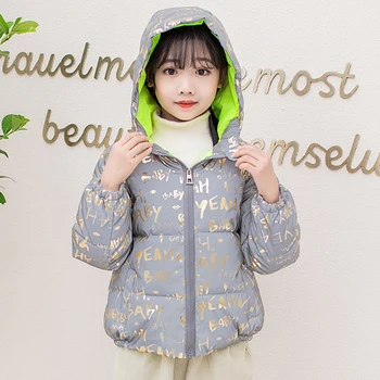 

Winter Fashion Boy Down Coat Jacket For Girls Warm Hooded Thick Glossy Outerwear White Duck Down Children's Outwear 4-10 Years