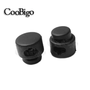 

500pcs Black 2 Hole Cord Lock Toggle Clip Stopper for Paracord Shoelace Sportswear Garment Lanyard Rope Accessories 18 * 17.5mm