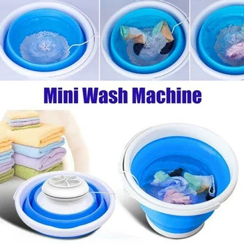 

Socks Laundry Cleaner Compact Folding Ultrasonic Turbines Apartments Dorms Underwear Mini Washing Machine Bucket Tub Camping