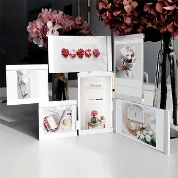 

Multi-frame Picture Frames White Photo Frames Home Decor Transparent Multifunctional Collage Photo Frames Set Suction Cube