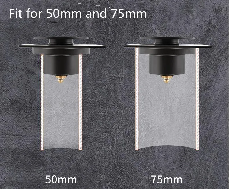 10X10 CM Floor Drains Black/Chrome Brass Shower Floor Drain Bathroom Deodorant Square Floor Drain Strainer Cover Grate Waste