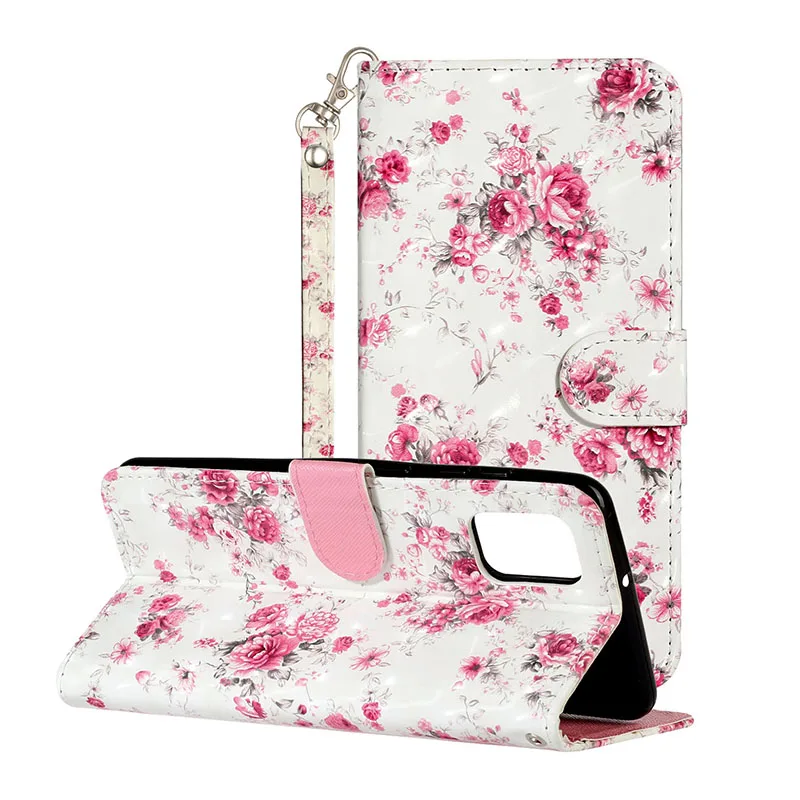 Premium PU Leather Wallet Case with Shockproof Stand Holder and Pocket Lanyard
