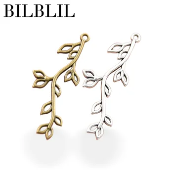 

New style 30pcs/lot Retro antique silver Tree Branch Connector charms Tibetan Silver leaf Jewelry making pendants DIY Accessorie