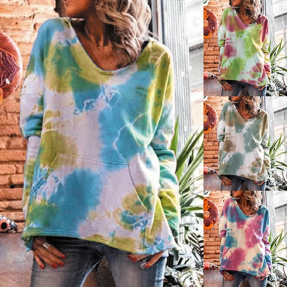 

Hip Hop women's Fashion printing Tie Dyed Casual Hooded Sweatshirt Men Streetwear Wild Loose Camo Hoodie Mens Hoody new