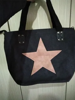 

Meloke BIG STAR VINTAGE CANVAS SHOULDER BAGS 2020 Multifunctional Travel Shopping bag Plus Size Tote Handbag beach bags