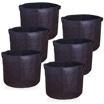 

20-Gallon Plant Grow Bags Potato/Vegetable/Non-Woven Aeration Fabric Pots Handles Black Thickening Planting Bag 6Pcs