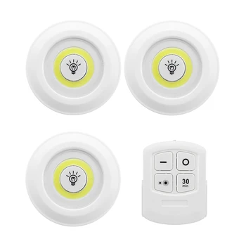 

3PCS Cob Under Cabinet Light LED Wireless Bedroom lights With Remote Control Dimmable Wardrobe Night Lamp For Dormitory Closet