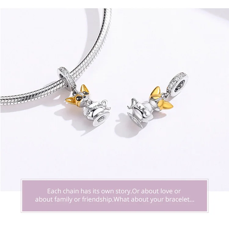 Fit Pandora браслет серебро 925 CZ лук собака медведь лапа лиса Летающий Динозавр талисманы S925 белка и орех бык бусины DIY ювелирные изделия