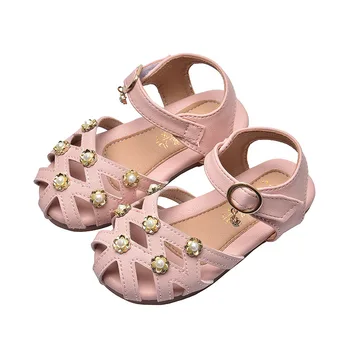 

2020 Korean Summer Girl's Sandals Soft Bottom Pearl Decorative Student Sandals Baby Princess Shoes
