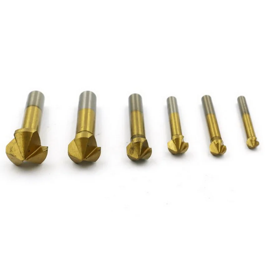 

Free Shipping Of 6pcs/set Hss 4241 Three Edge Chamfering Knife Tin Coating 20.5/16.5/12.4/10.4/8.3/6.3 Screw Countersunk Head