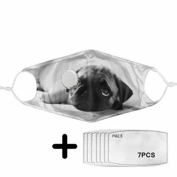 

Cute Pug Dog Pattern Anti-dust Mouth Mask Women Fashion Face Masks with PM2.5 Filter with Breather Valve Daily Protection Masque