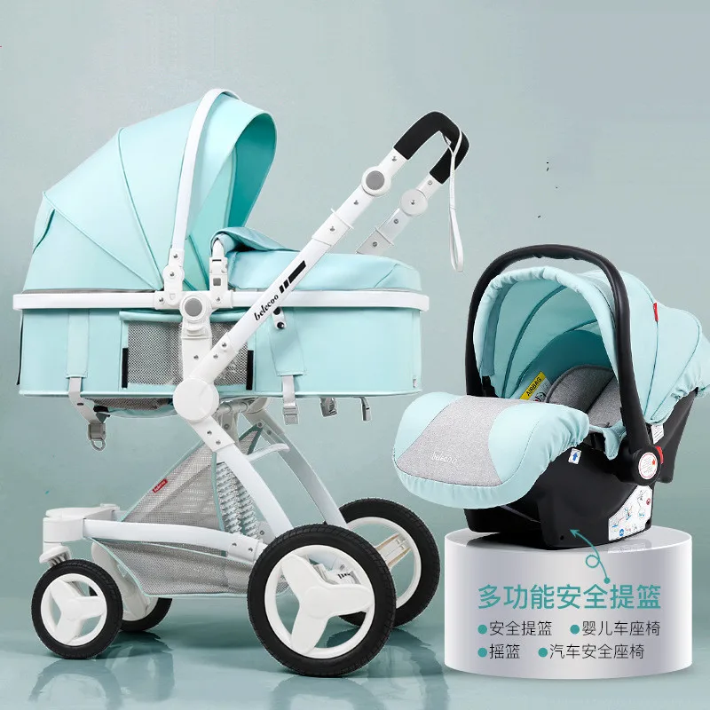 Green 2in1 Belecoo детская коляска 2 в 1 коляска для новорожденного четыре колеса коляска для лежа и сидения Детская безопасность - Цвет: Green 2in1
