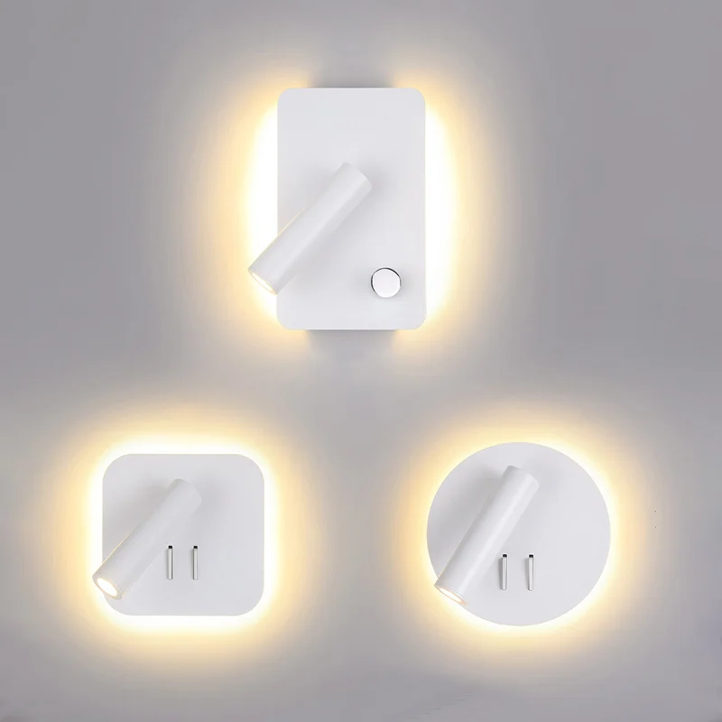  LED Wall Lamp With Switch 3W Spotligh 6W Backlight Free Rotation Sconce Indoor Wall Light For Home  - 4000160382493