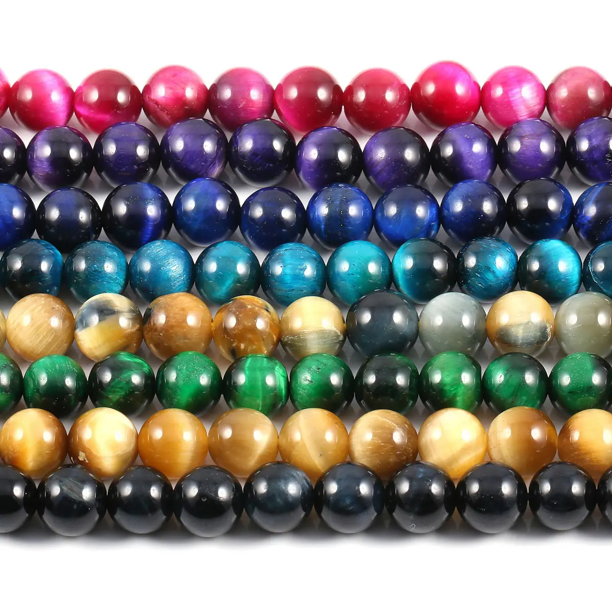 Factory Price Natural Stone Colorful Tiger Eye Agates Beads Round Loose Spacer for Jewelry Making Bracelet DIY Necklace | Украшения и