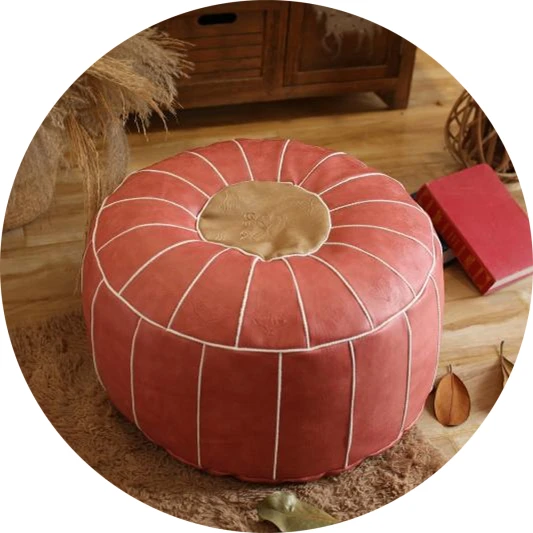 Orange Color Ручная работа марокканский пуф декор для гостиной-Hassock& Ottoman табурет для ног-круглый и большой пуфик-оттоманка-мягкие домашние свадебные подарки - Цвет: Orange Color