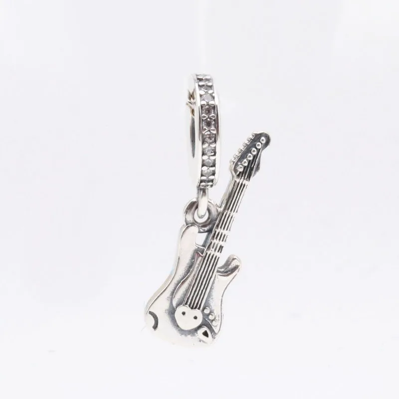 

Original 925 Sterling Silver Charm Creative Electric Guitar Pendant Fit Pandora Women Bracelet & Necklace Diy Jewelry