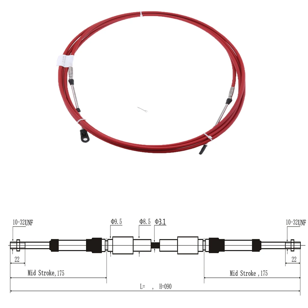2 шт. красный из нержавеющей стали дроссельной заслонки сдвиг кабель дистанционного управления для Yamaha Outboards-8 футов 2,4 м 175 мм мини-ход