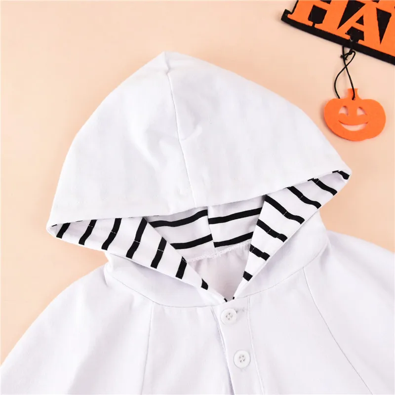 Toddler Kid Baby Girls Boys Halloween Costumes White Ghost Cloak Hooded Cape Cosplay Outfits White Halloween Children Cloak 1-5Y