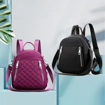 

High Quality Women Black Waterproof Nylon School Bags Fashion Travel Tote Backpack Casual Backpack For Women
