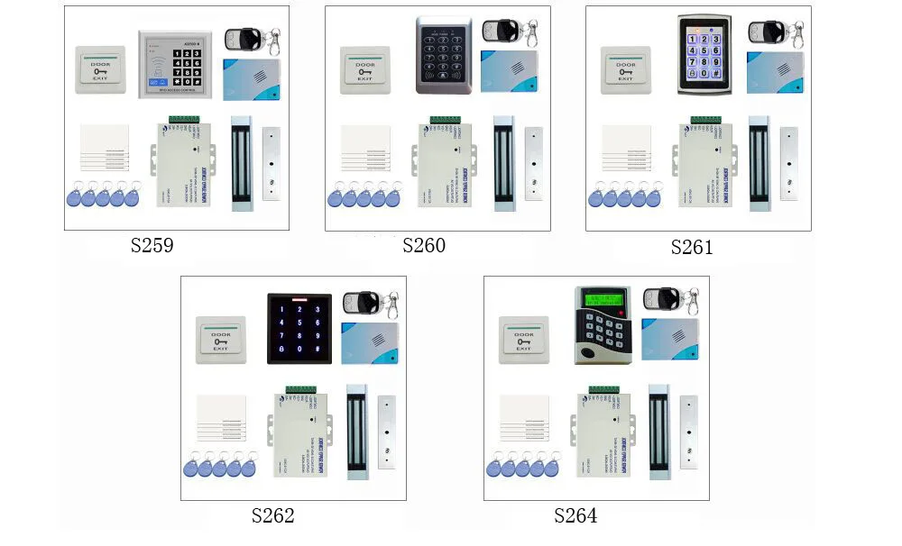 

Full RFID Door Access Control Kit Set +Electric Magnetic Lock + Remote Control+ ID Card Keyfobs + Power + Exit Button