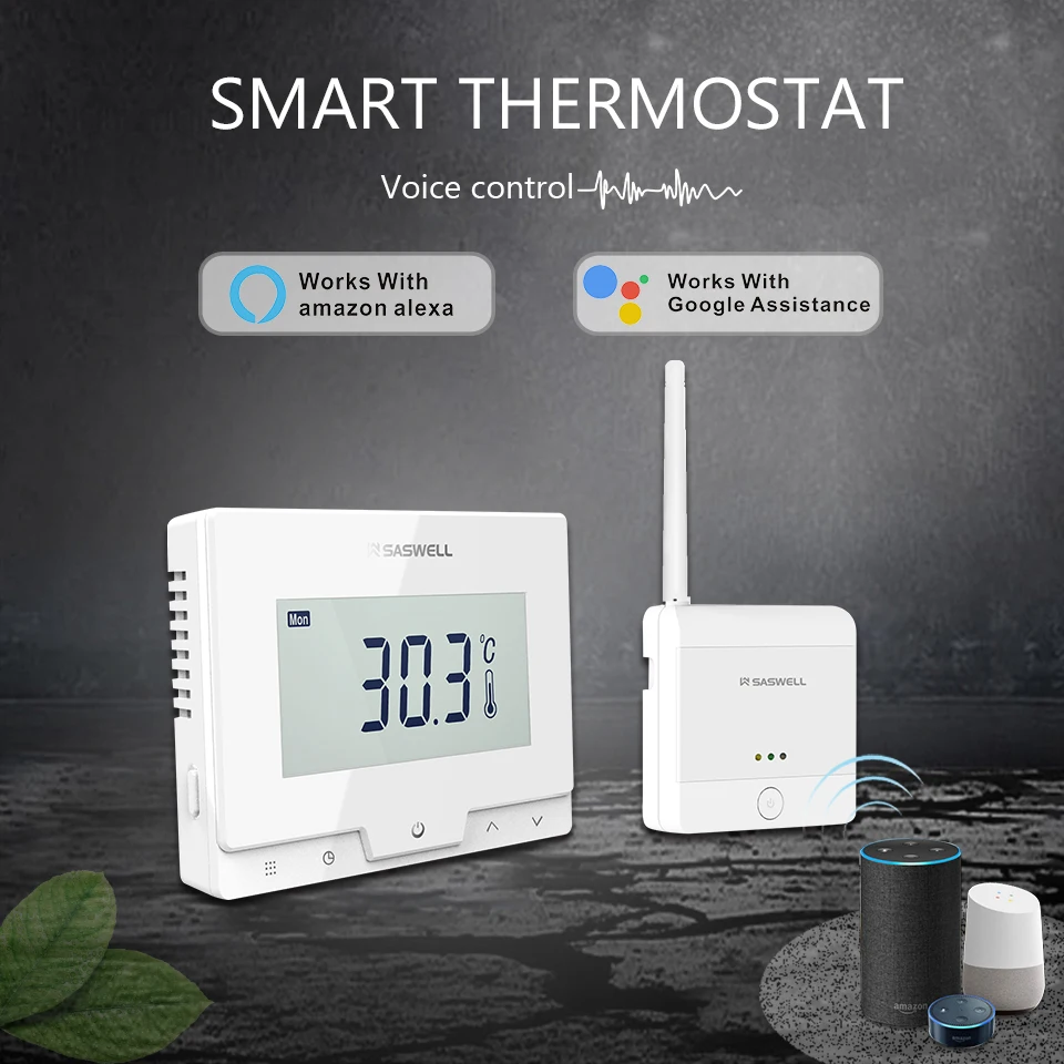 Online El controlador de temperatura del termostato inteligente SASWE TUYA WIFI para la caldera de Gas el termostato inalámbrico de la habitación funciona con Alexa Google Home