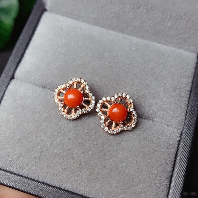 

Распродажа привлекательные Новый стиль красный коралл серьги-гвоздики для женщин серебряные ювелирные украшения, покрытие из настоящего 925 Серебряные украшения Овальный натуральный коралловый; Подарок для девочки
