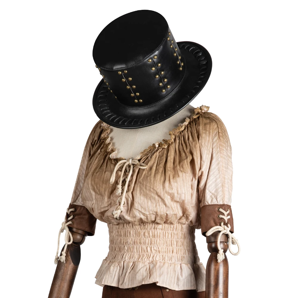 Gear Duke стимпанк шляпа из искусственной кожи Топ шляпа Викторианский мужской Millinery традиционные Волшебные шляпы волшебников