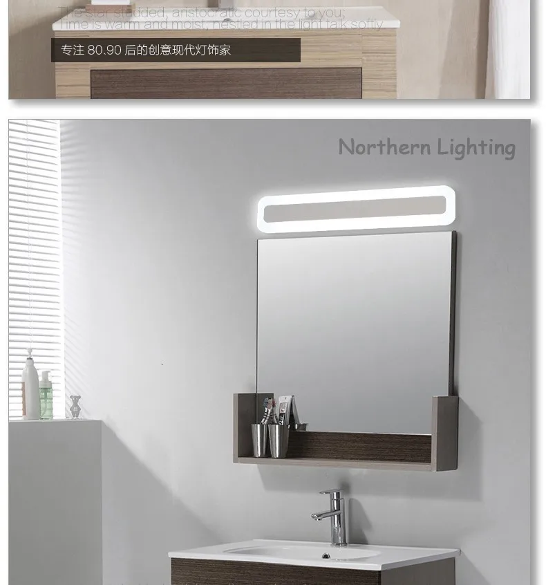 Новинка, 40 см-120 см, светодиодный зеркальный светильник для ванной комнаты, современный настенный светильник, лампада, светодиодный светильник, светильники, Apliques de Pared Luz