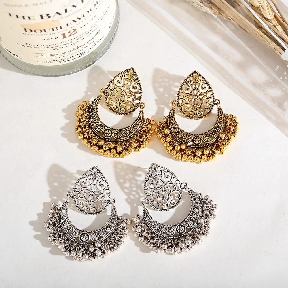 1Pair Earrings For Women Accessories Bells Indian Jewelry Ear Rings For Girls Fashion Vintage Earring Dangling Gift Kolczyki drop earrings dangle earrings long earrings