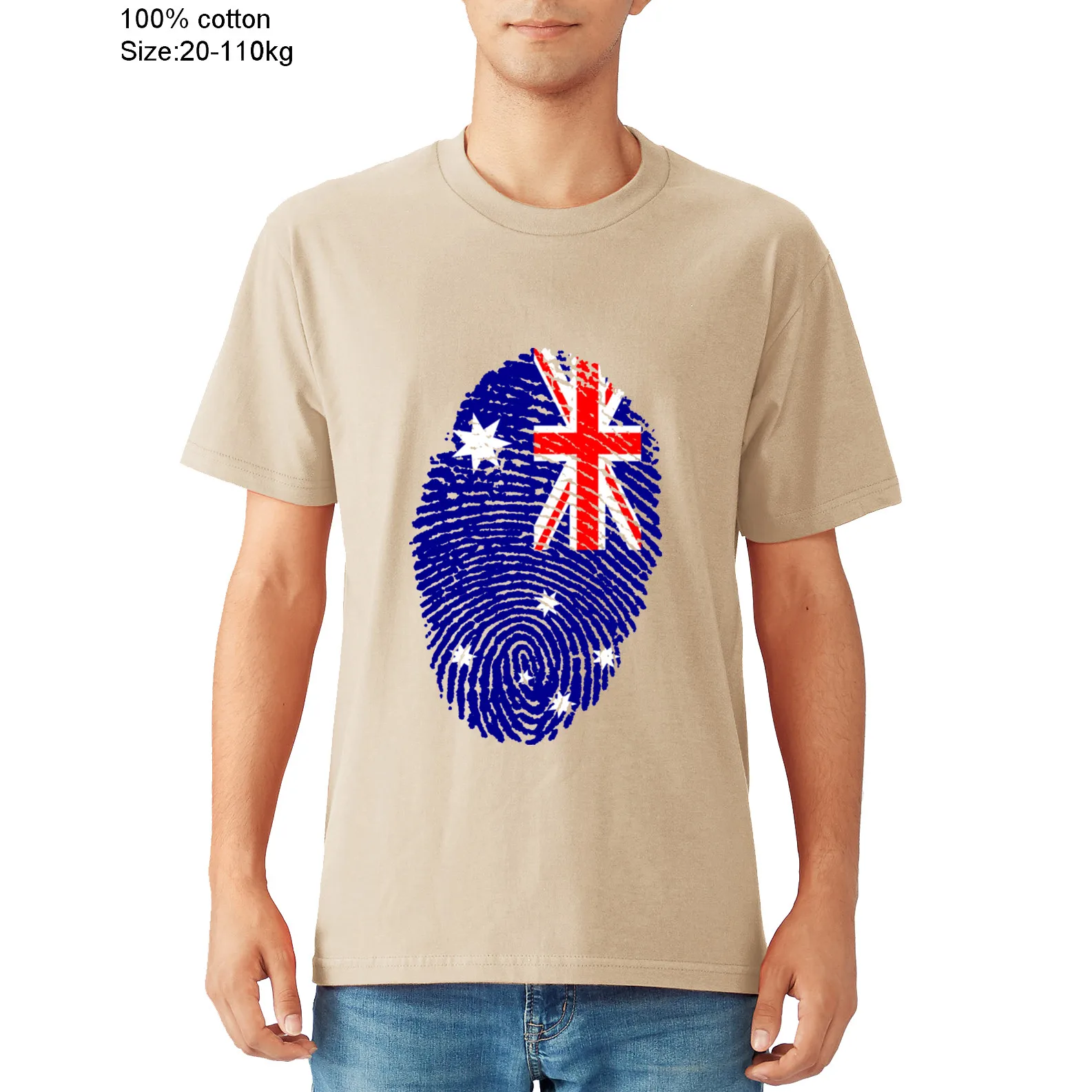 Australia Fingerprint Flag cotton T Shirts Men Fashion digital Printed men tshirt short sleeve O Neck T-Shirts Tops student Tees | Мужская