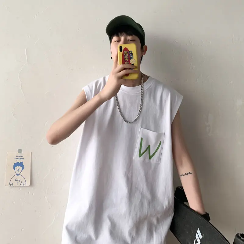 

Men's vest 2020 spring and summer new handsome solid color round neck short sleeve vest young personality fashion trend men's