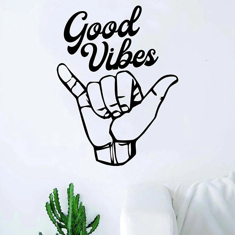 

Shaka Good Vibes v3 Hang Loose Hand Quote Wall Decal Sticker Room Bedroom Art Vinyl Decor Teen Surf Ocean Beach A13-051