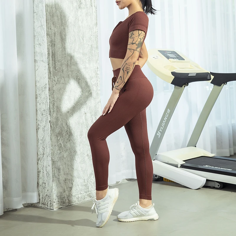 Seamless Women Yoga Set Workout Sportswear Gym Clothing Zipper Long Sleeve High Waist Leggings Fitness Bra Athletic Sports Suits