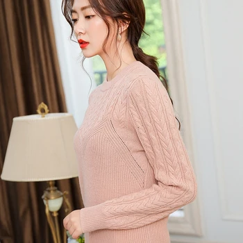 

Autumn winter long-sleeved round neck knit twist sweater female slim Wild Short paragraph bottoming sweater Women's clothing