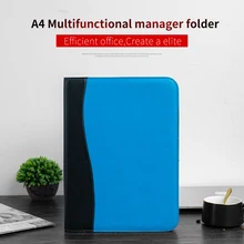 Папка для документов формата А4 из искусственной кожи с калькулятором на молнии для офиса и школы