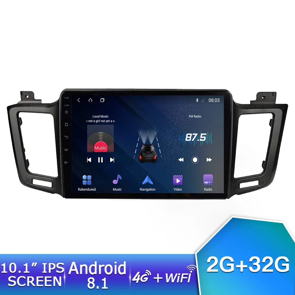EKIY 10,1 ''ips Android 8,1 Автомобильный мультимедийный 4+ 64G плеер авторадио стерео аудио для Toyota RAV4 2012- DSP RDS gps навигация - Цвет: 2G 32G