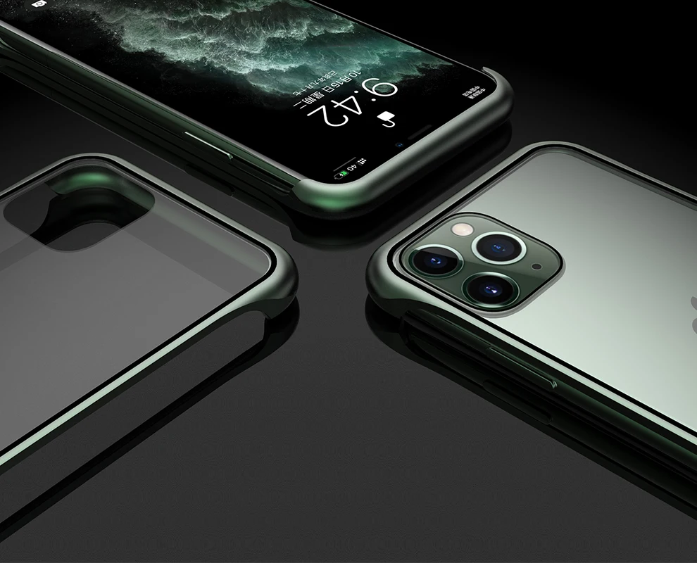 Ультра тонкий противоударный чехол для телефона для Apple iPhone 11/Pro/Max Роскошный Алюминиевый металлический и устойчивый к царапинам 9H чехол из закаленного стекла