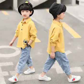 

Fashion Spring Boy Clothes Suit Long Shirt+Jeans 2pcs Set Anime Cat Print Sportsuit Boys Clothing Toddler Boy Outfits 4-14 Years