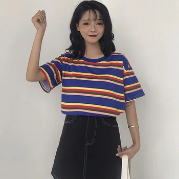 

Casual O Neck Striped Short Sleeve Loose Shirt 2019 Summer Casual Women Tops 1