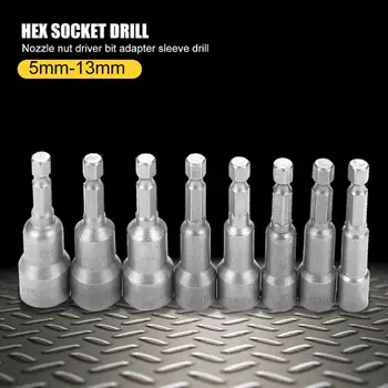 

5/9/18pcs Durable 1/4 Hexagon Shank Adapter Sleeve Electric Impact Drill Bit Connector Conversion Bar Driver Set Metric Socket