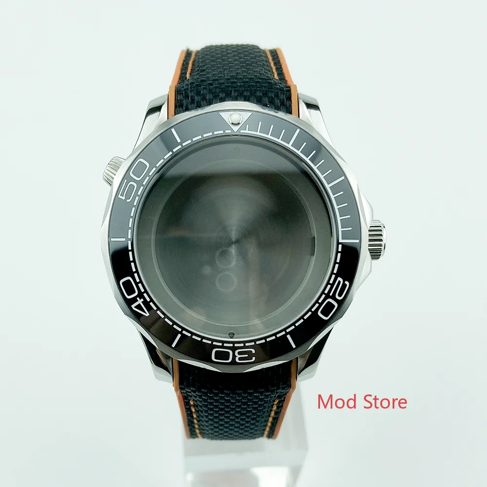 Fit ETA2836 DG2813 Movement 200M Tested WR 41mm Sea-Master Style Watch Case Black White Writing Bezel Strap 316 Solid SS |