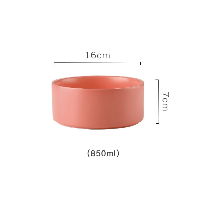 Creative Nordic Salad Bowl with Wooden Shelf Creative Ceramic Container for Fruit Bread Room Saving Stackable - Color: pink