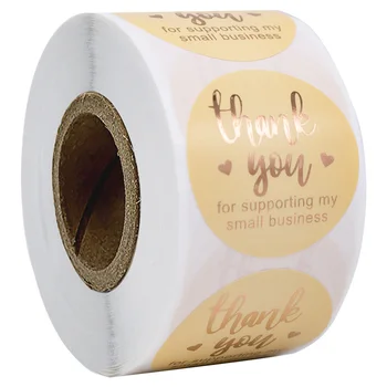 

1.5 Inch Thank You Sticker Foil Thank You for Supporting My Small Business Labels Seals for Wedding Party Decoration 500pcs/roll